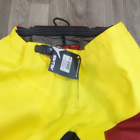 NEW Alias MX A2 Series Motocross Pants BMX ATV Off-Road Yellow Red / Sz 36 NWT - Picture 2 of 9